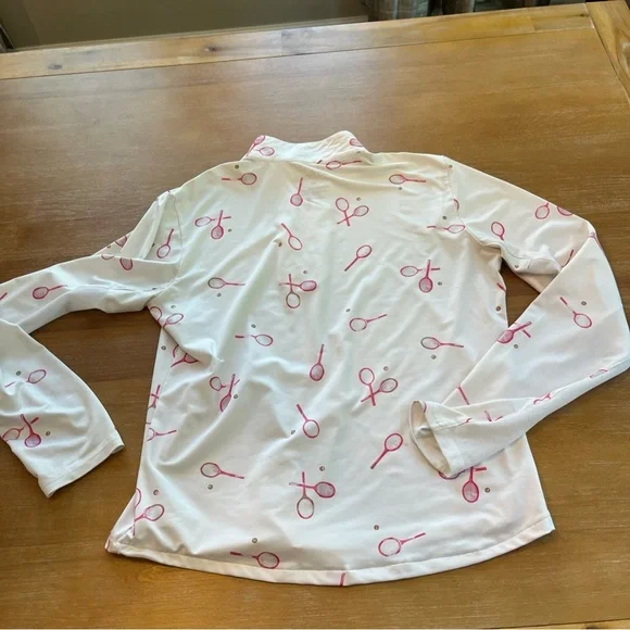 SanSoleil White and Pink Tennis Top, Vented sleeves, UPF 50 size M - Picture 3 of 9